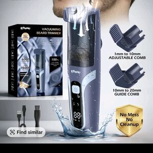 Blue Vacuuming Beard Trimmer - Wet/Dry Precision Grooming